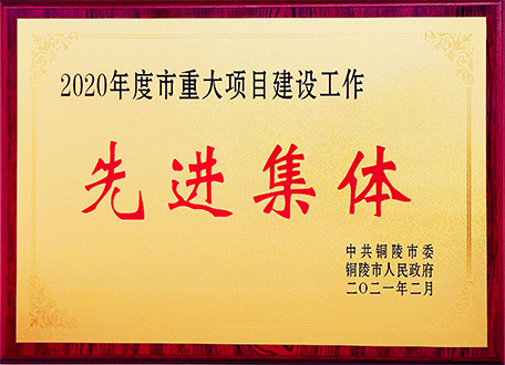 安徽富樂德長(zhǎng)江半導(dǎo)體材料股份有限公司榮獲2020年度銅陵市重大項(xiàng)目建設(shè)工作先進(jìn)集體獎(jiǎng)牌