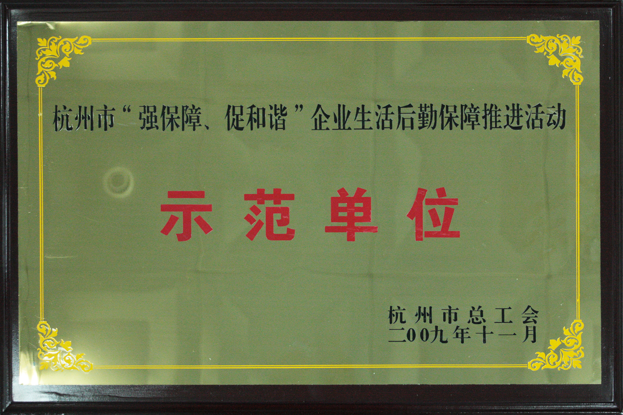 2009年度杭州市“強(qiáng)保障、促和諧”企業(yè)生活后勤保障推進(jìn)活動(dòng)示范單位